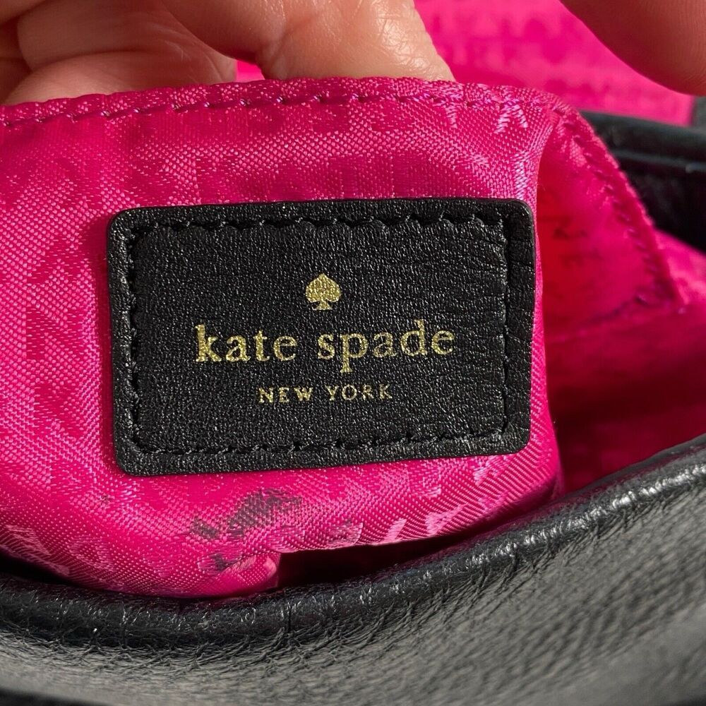 Kate Spade Quilted Leather Crossbody Purse Bag Chain Strap Black Small Shoulder - Picture 7 of 16